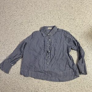 MELLODAY Blue and White Striped Shirt